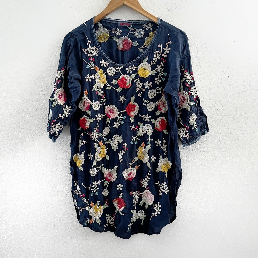 JOHNNY WAS Playa Embroidered Georgette Longline Size‎ Small